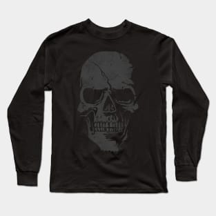 Skull Graphic - Cool Badass Distressed Art - Gray Long Sleeve T-Shirt